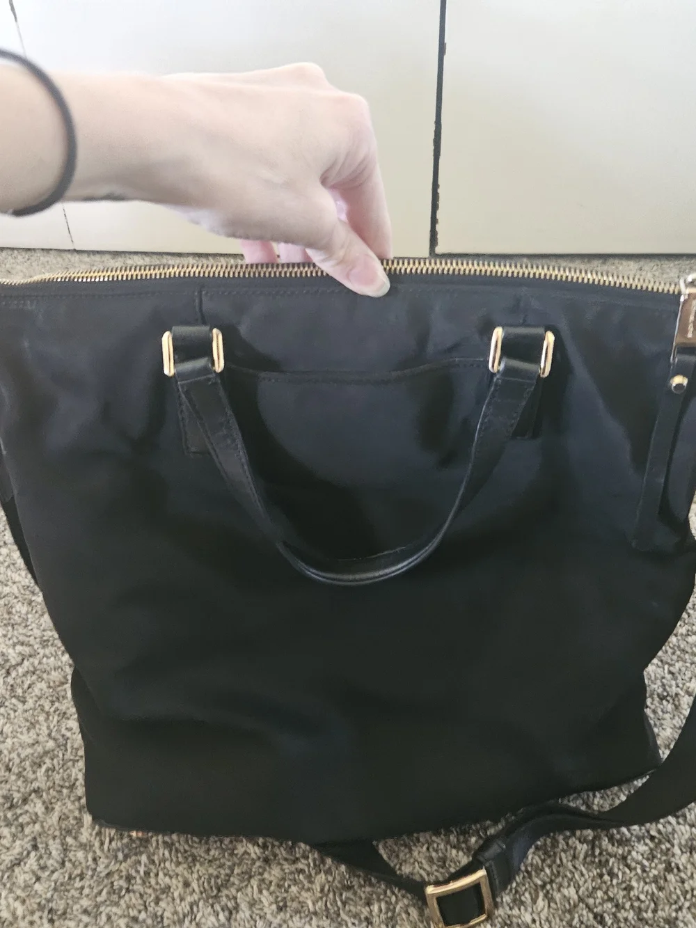 Michael Kors Black Tote with Gold Logo Trim